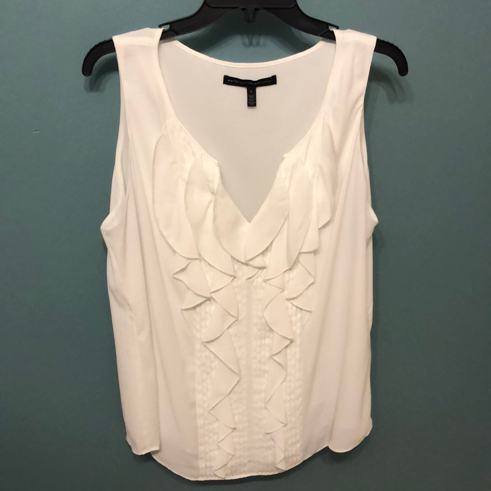 White House Black Market Sleeveless Ruffled Blouse